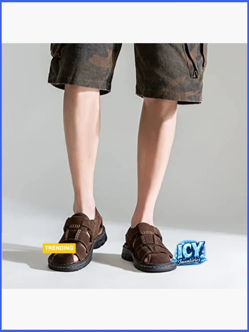 Genuine Leather Fisherman Sandals with Arch Support Hook & Loop Closure